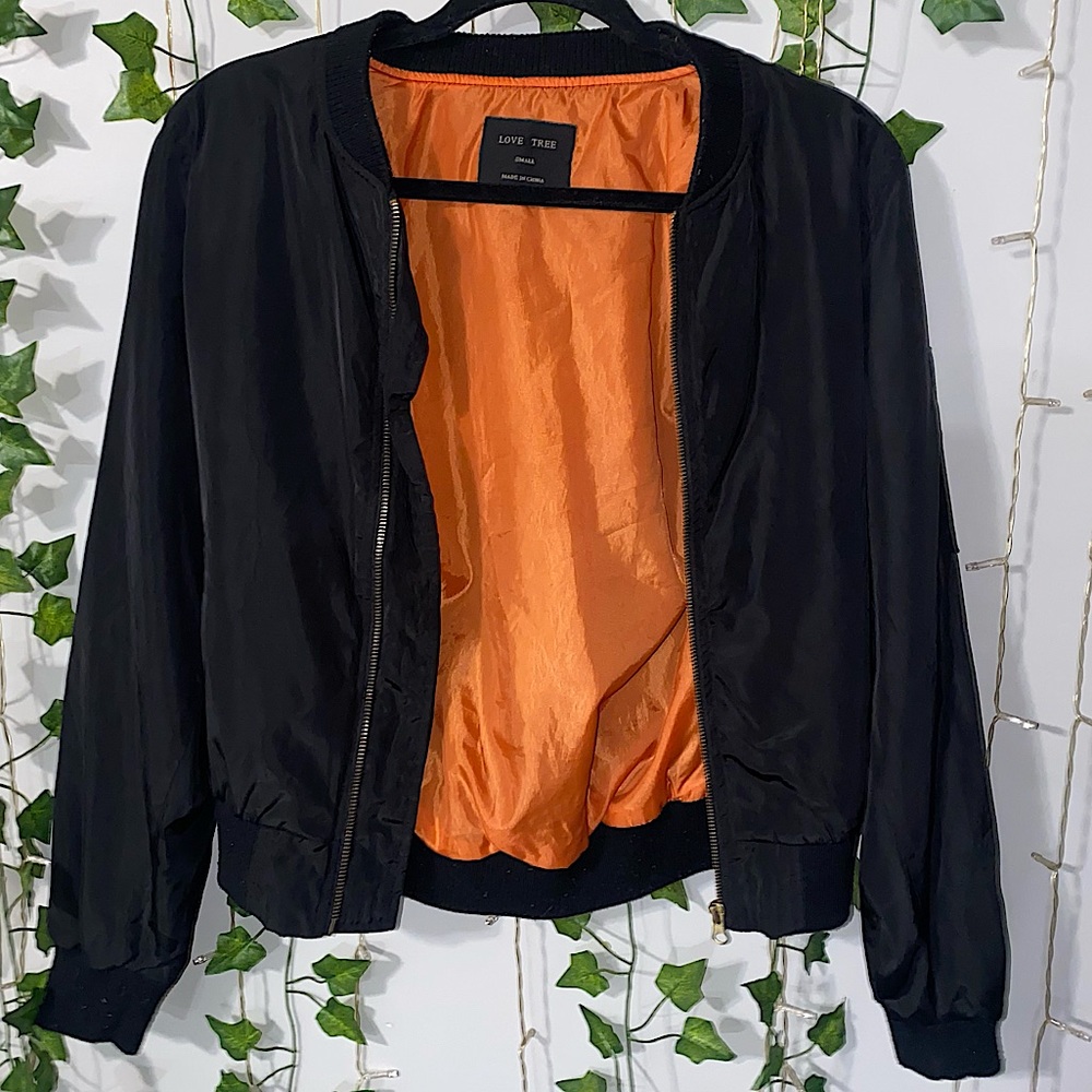 LOVE TREE BLACK BOMBER JACKET
